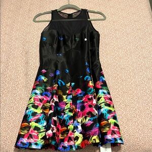 Black Milly Dress with Colorful Geometric Accents